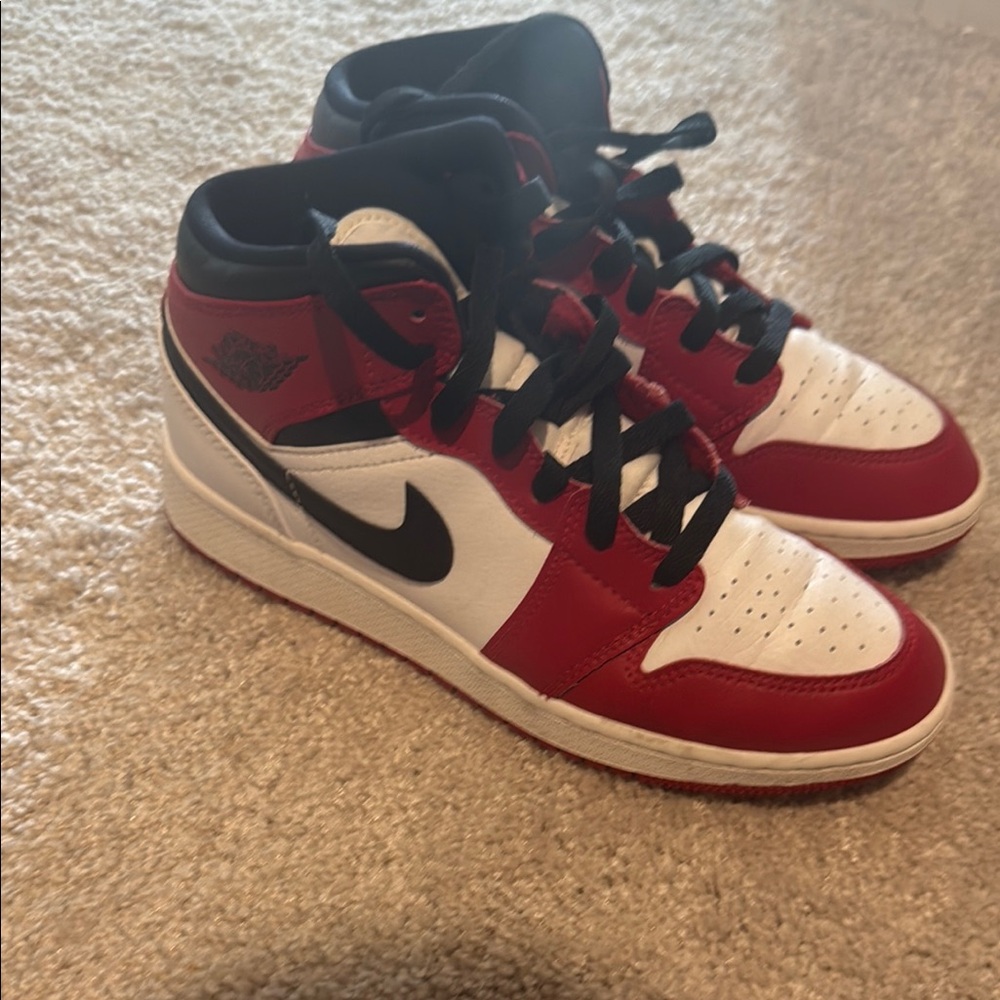 Nike Red and White High-Top Sneakers
